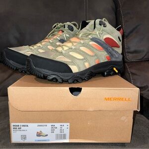 Merrell Men’s 10.5 Moab 3 Vista Mid WP hiking boots mosstone